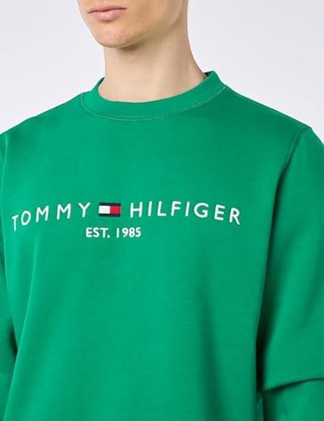 Tommy Hilfiger Hombre Sudadera Tommy Logo sin Capucha, Verde (Olympic Green), L 6sFTPKwk